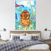 深いシーダイバー水中 キャンバスプリント (インサイチュ (寝室))