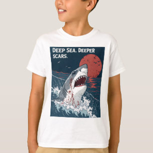 深いシーディープスカールホワ素晴らしイトシャーク Tシャツ