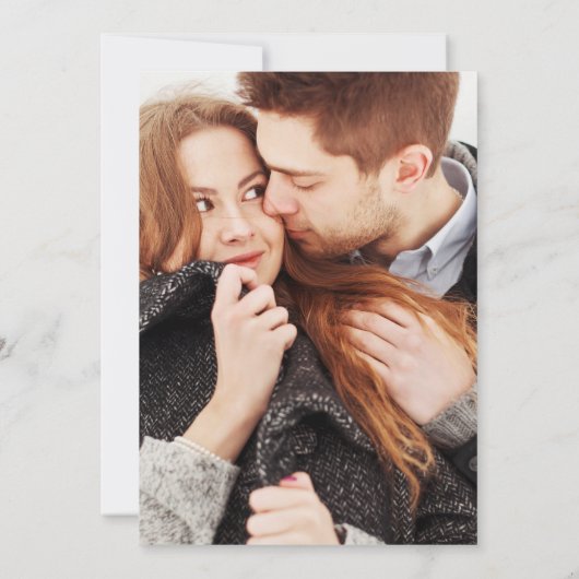 深いシーブルーと金ゴールドフォトグリーン結婚リー 招待状 (裏面)