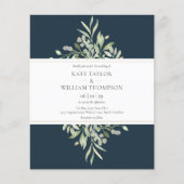 深いシーブルーグリーンリーバジェット結婚式招待状 (正面)