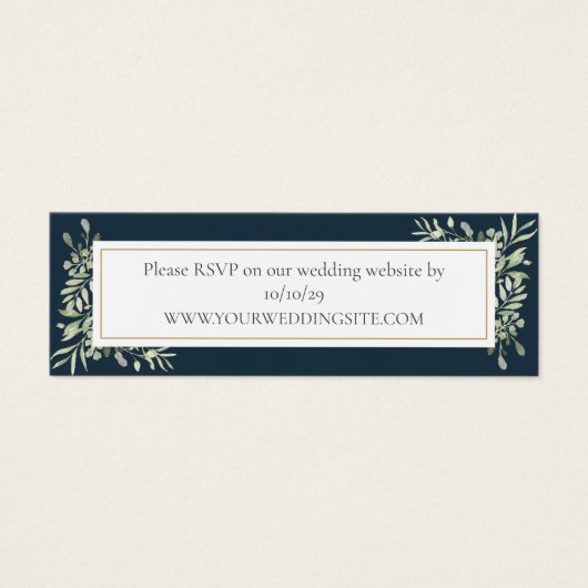 深いシーブルーグリーン結婚リーのウェブサイトRSVPカード (正面)