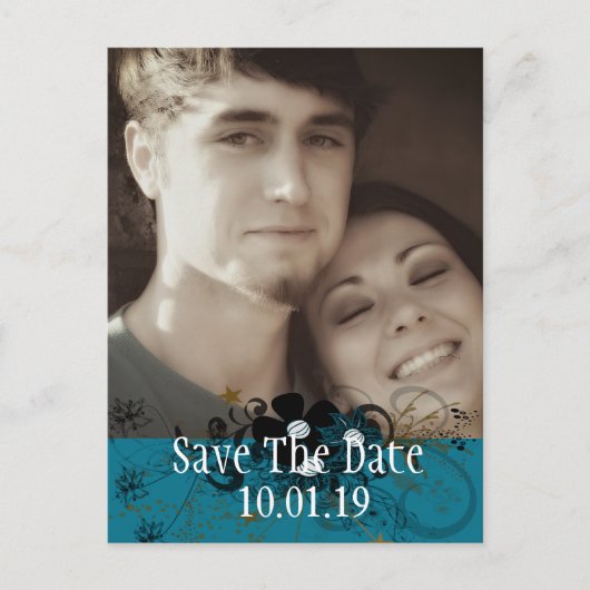 深いシーブルーティール(緑がかった色)写真 案内ポストカード (正面)