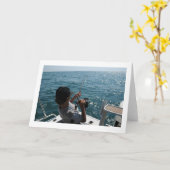 深いシー魚釣りアドベンチャー – Angler Reeling Photo カード (黄色い花)