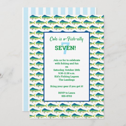 深いシー魚釣りマヒパーティの招待状 招待状 (正面/裏面)
