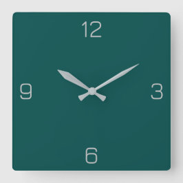 深いジャングルグリーン004B49色 – 名前オプションを追加 スクエア壁時計