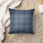 深いスカイブループレイド クッション (ブランケット)