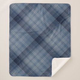 深いスカイブループレイド シェルパブランケット