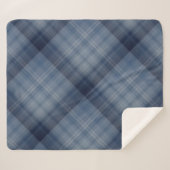 深いスカイブループレイド シェルパブランケット (正面(横))