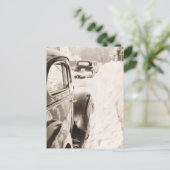 深いスノーオールドヴィンテージカー ポストカード (スタンド正面)