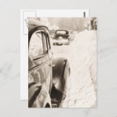 深いスノーオールドヴィンテージカー ポストカード (正面/裏面)