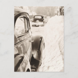 深いスノーオールドヴィンテージカー ポストカード