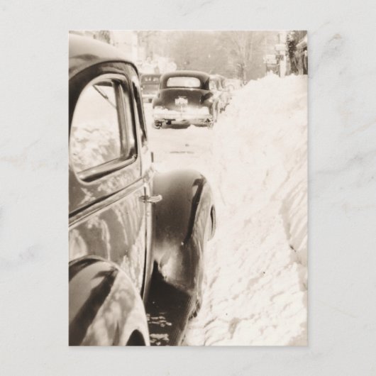 深いスノーオールドヴィンテージカー ポストカード (正面)