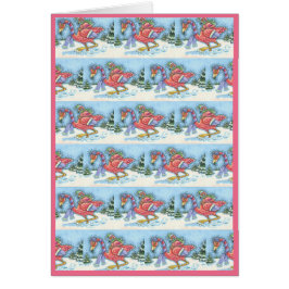 深いスノーピンクフラミンゴ、クリスマスグリーティングカードB