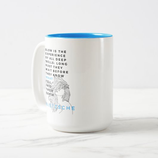 深いソウル哲学引用文ニーチェ ツートーンマグカップ (正面左)