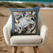 深いターコイズ及びグレークラブカニ枕 クッション