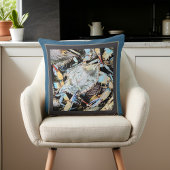 深いターコイズ及びグレークラブカニ枕 クッション