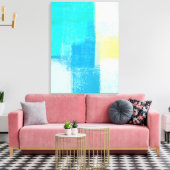 '深い'ターコイズ抽象芸術アート キャンバスプリント (インサイチュ (リビング))