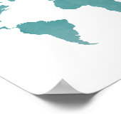 深いターコイズ素朴ワールドマップ ポスター (角)