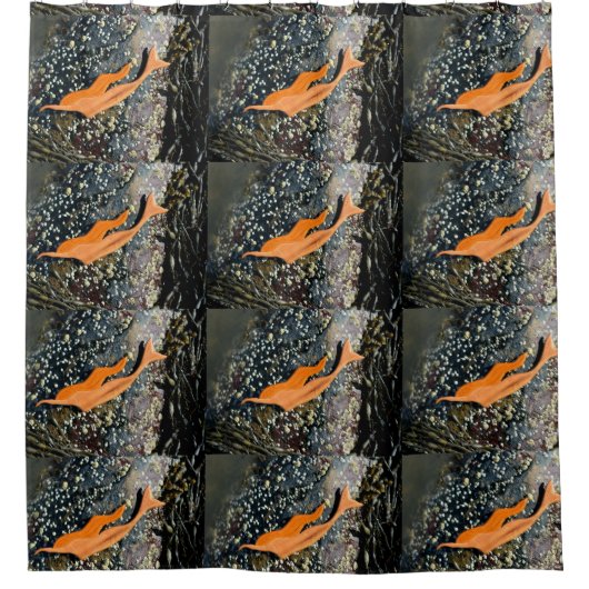 深いダイビング人魚 シャワーカーテン (正面)