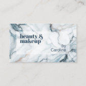 深いダークティール(緑がかった色)ブルーグレーバラ金ゴールド大理石パターン 名刺 (正面)