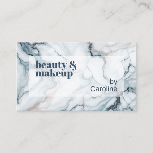 深いダークティール（緑がかった色）ブルーグレーバラ金ゴールド大理石パターン 名刺 (正面)