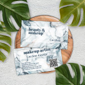 深いダークティール（緑がかった色）ブルーグレーバラ金ゴールド大理石パターン 名刺