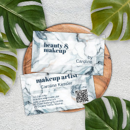 深いダークティール(緑がかった色)ブルーグレーバラ金ゴールド大理石パターン 名刺