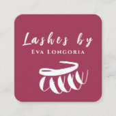 深いダークマゼンタパープルピンクまばたき スクエア名刺 (正面)