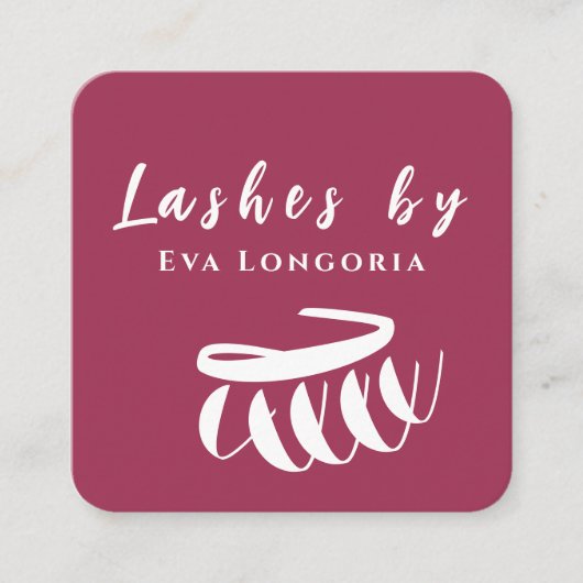 深いダークマゼンタパープルピンクまばたき スクエア名刺 (正面)