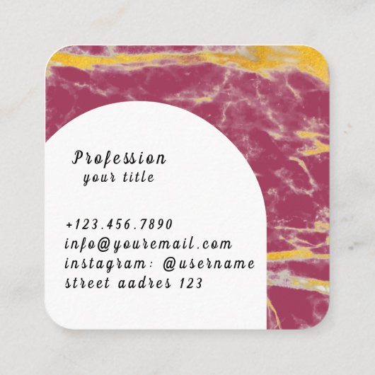 深いダークマゼンタパープルピンクまばたき スクエア名刺 (裏面)