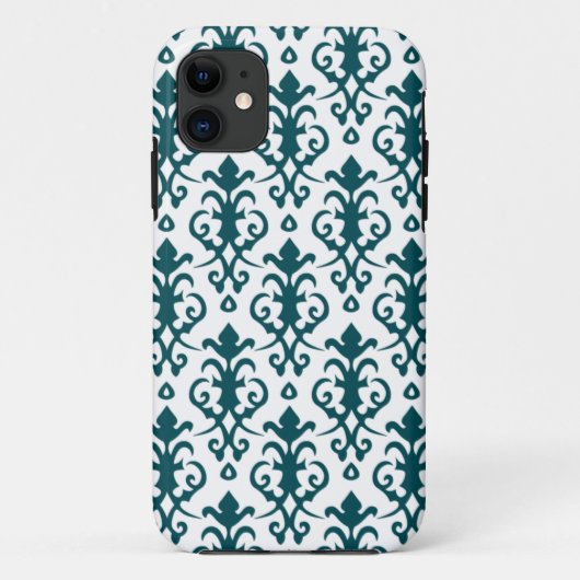 深いティール(緑がかった色)のダマスク織のiPhone 5の場合 Case-Mate iPhoneケース (裏面)