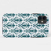 深いティール(緑がかった色)のダマスク織のiPhone 5の場合 Case-Mate iPhoneケース (裏面(横))