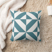 深いティール（緑がかった色）の幾何学的なDecoの立方体パターン クッション (ブランケット)