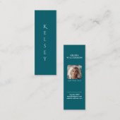 深いティール(緑がかった色)カスタマイズ可能なフォトミニ名刺 スキニー名刺 (正面/裏面)