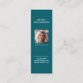 深いティール(緑がかった色)カスタマイズ可能なフォトミニ名刺 スキニー名刺 (裏面)