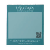 深いティール（緑がかった色）カスタマイズ可能なメモ帳 ノートパッド (正面)