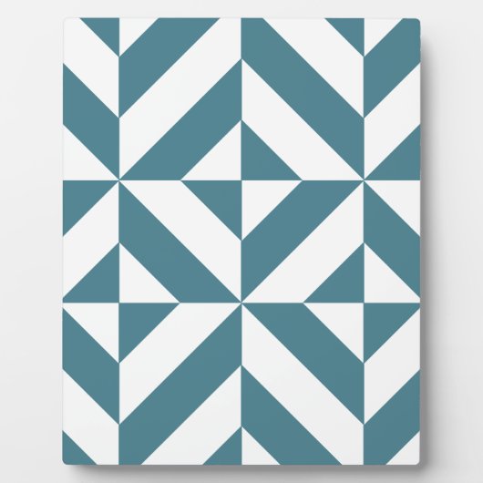 深いティール（緑がかった色）グリーンジオメトリックデコキューブパターン フォトプラーク (正面)