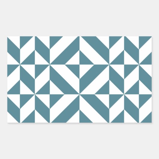 深いティール（緑がかった色）グリーンジオメトリックデコキューブパターン 長方形シール (正面)