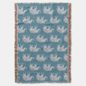 深いティール(緑がかった色)ゾウ投球 スローブランケット (正面縦)