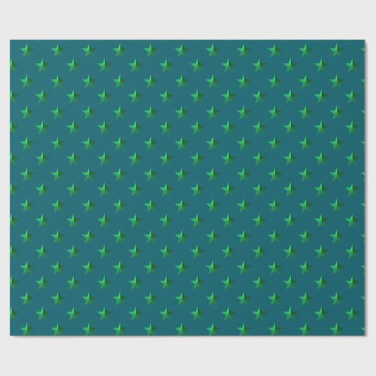 深いティール（緑がかった色）ブルーグリーンスターズ ラッピングペーパー (フラット)