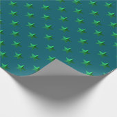 深いティール（緑がかった色）ブルーグリーンスターズ ラッピングペーパー (角)