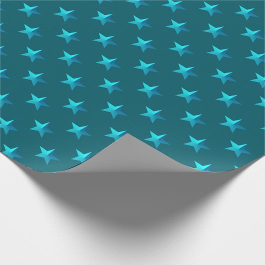 深いティール(緑がかった色)ブルースターズ ラッピングペーパー (角)