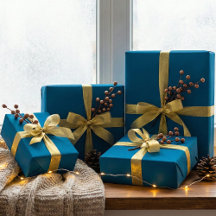 深いティール（緑がかった色）ブルーラッピング紙エレガントカラー