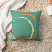 深いティール（緑がかった色）枕ほこりっぽいピンク、オレンジと白 クッション (ブランケット)