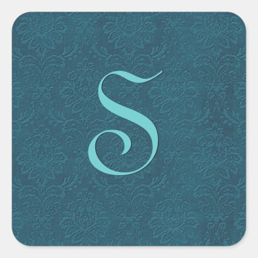 深いティール(緑がかった色)結婚ズMonogram Any Letter B576 スクエアシール (正面)