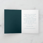 深いティール（緑がかった色）錆びた水の色のフローラ結婚の写真 サンキューカード (内部)