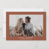 深いテラコッタの秋の結婚式 | 現代の写真 秋 セーブザデート (裏面)