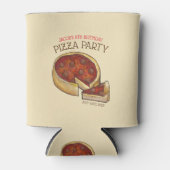 深いディッシュペパローニピザパイ誕生日パーティー 缶クーラー (正面)