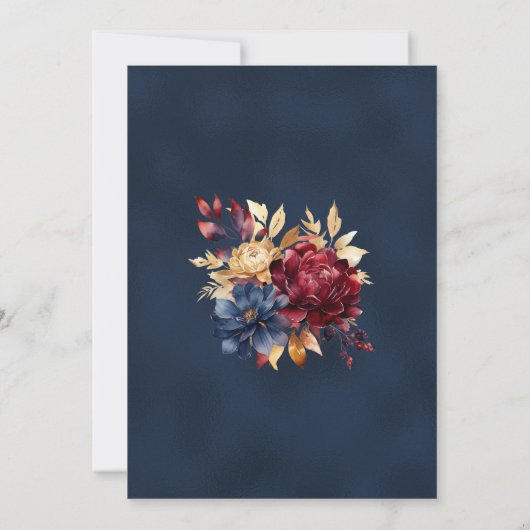 深いネイビー秋結婚の 招待状 (裏面)