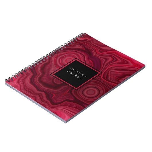 深いバラ抽象芸術瑪瑙の名前の付いた紋様 ノートブック (左側)
